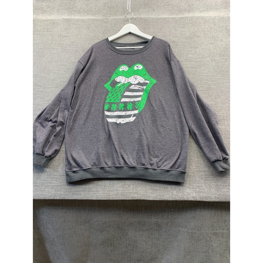 Spadehill St. Patrick's Day Sweatshirt Womens 2XL Gray Rolling Stones‎ Outdoor